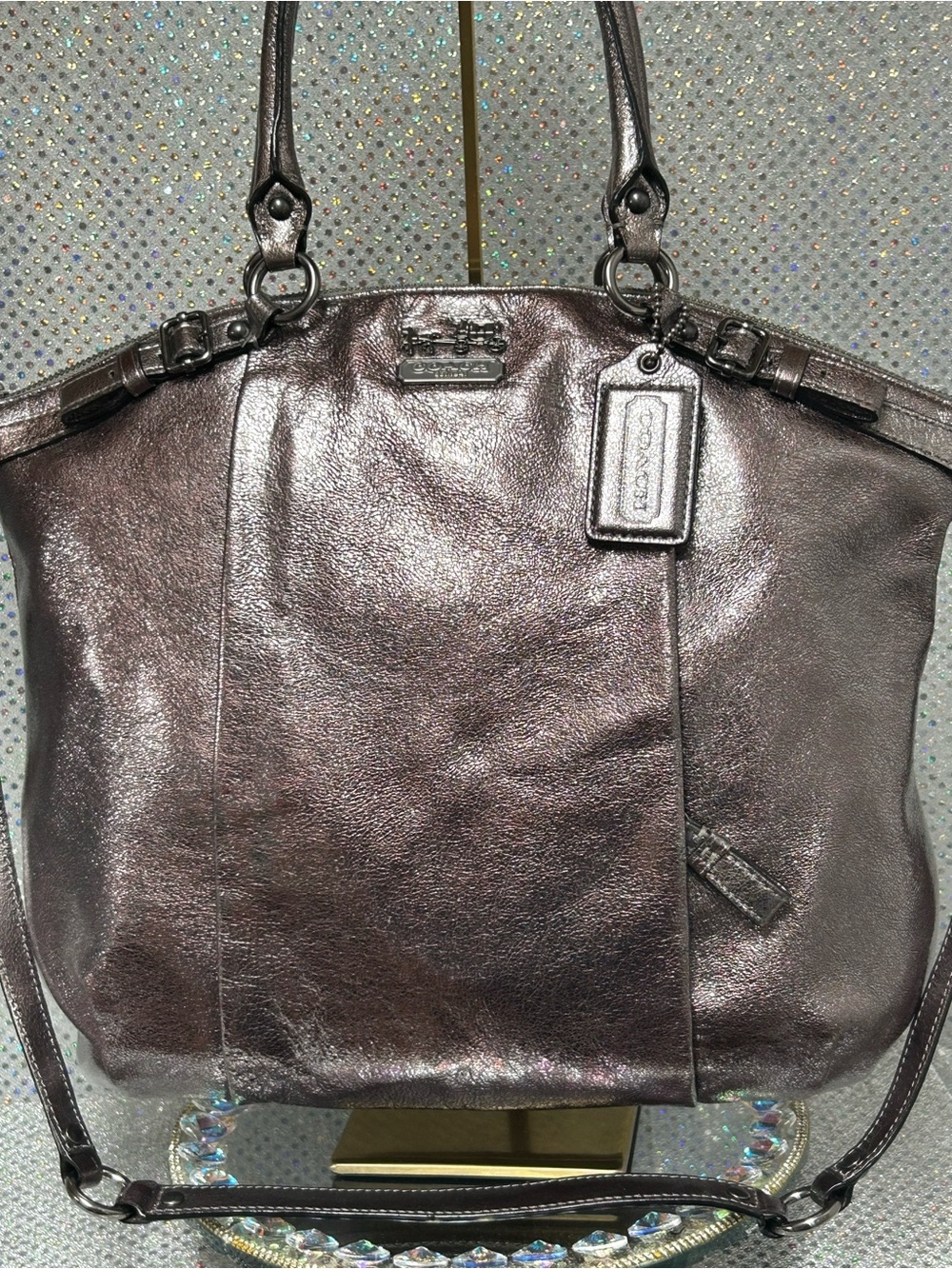 Coach Metallic Brown Leather Shoulder Tote